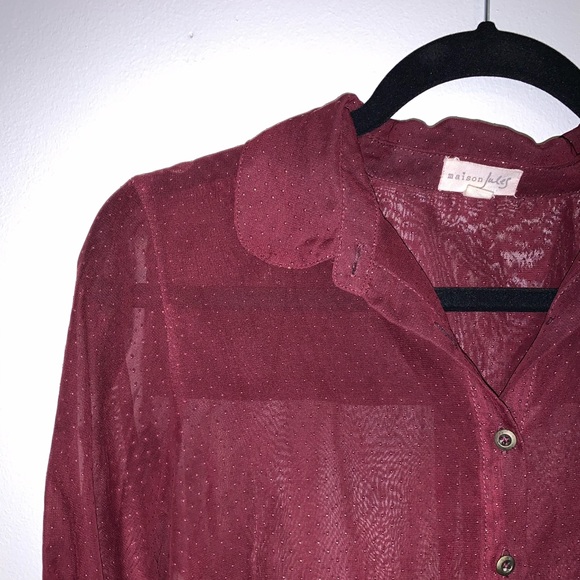 Metallic Dotted Sheer Button-Down - Picture 4 of 4